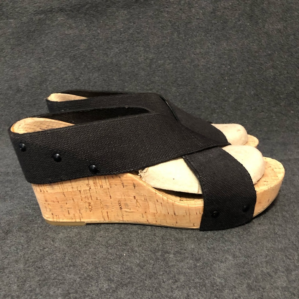 Lucky Brand Shoes Womens Size 10 M Miller 2 Wedge Platform Cork Sandals Black